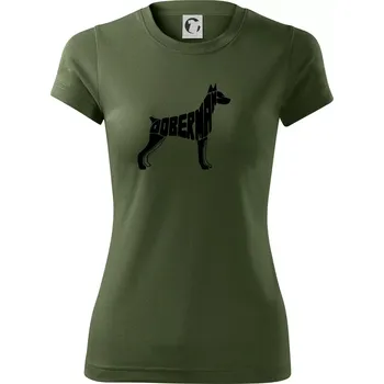 Dámské tričko Dobrmans - nápis v tělě - Dámské Fantasy sportovní (dresovina) - 2XL ( Khaki )