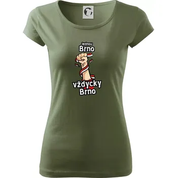 Dámské tričko Jednou Brno vždycky Brno - Dámské triko Pure - S ( Khaki )