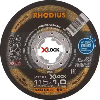 Řezný kotouč Rhodius 211284 | Řezný kotouč 115 x 1,0 x 22,23 mm, XT38 X-LOCK