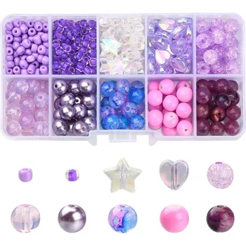 Dětské navlékací korálky Korálky sada, MIX FIALOVÝCH, 13x6,5 cm, cca 706ks/bal.