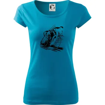 Dámské tričko Silniční cyklistika skica - Dámské triko Pure - XS ( Světlý tyrkys )