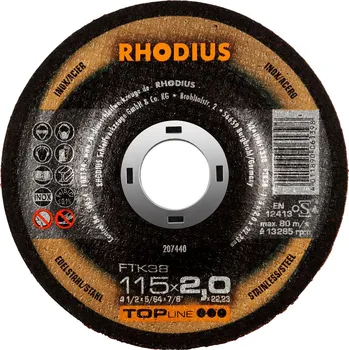 Řezný kotouč Rhodius 207440 | Řezný kotouč 115 x 2,0 x 22,23 mm, FTK38 vypouklý