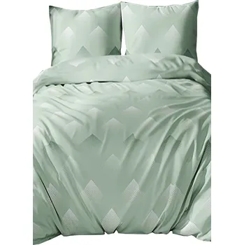 Povlečení Bavlněné saténové povlečení 140x220+70x90 - Kostka mátová 5079B