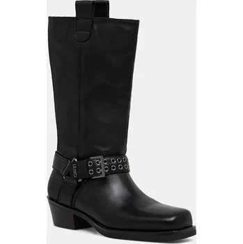 Dámské kozačky Kožené kozačky Liu Jo ROXY 02 dámské, černá barva, na podpatku, SF5049P010222222 99X, EUR 37