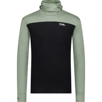 triko MONS ROYALE YOTEI MERINO POWDER HOOD LONG SLEEVE willow / black Velikost: M