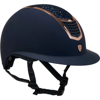 Jezdecká přilba Jezdecká přilba Equestro Rhinestones and wide visor - EN 1384-2023 navy/rose gold L(59-61)