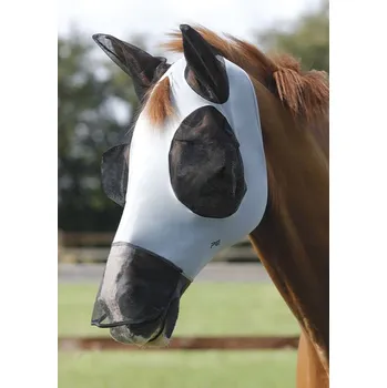 Koňská maska proti hmyzu Elastická maska proti hmyzu s krytem nosu Premier Equine Lycra 70% UV Zelená L