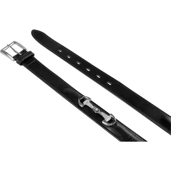 Opasek Kožený opasek Equestro DIAMOND Černá/stříbrná 85 cm (4'3")