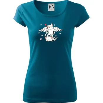 Dámské tričko Kočky Amorův šíp - Dámské triko Pure - 2XL ( Petrolejová )