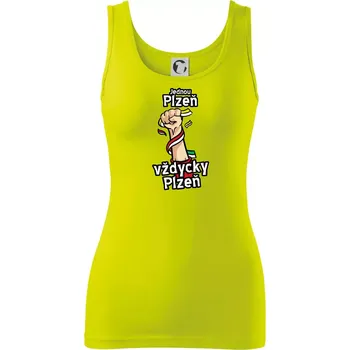 Dámské tričko Jednou Plzeň vždycky Plzeň - Dámské tílko - XL ( Limetková )