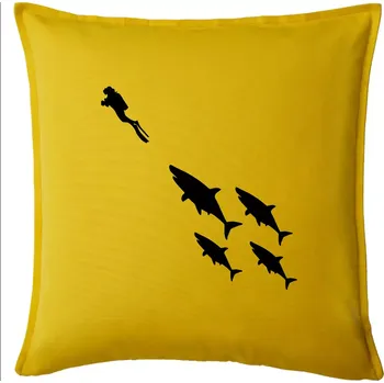 Polštář Potápěč žraloci - Polštář 50x50 - 50x50 - Pouze potah ( Žlutá )