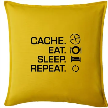Polštář Eat sleep repeat Cache - Polštář 50x50 - 50x50 - Pouze potah ( Žlutá )