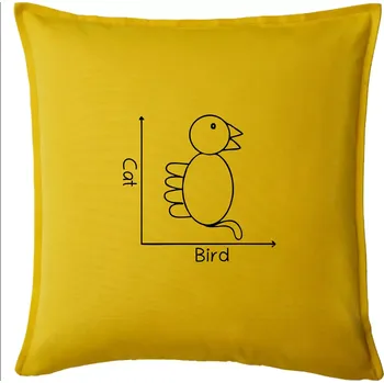 Polštář Cat bird diagram - Polštář 50x50 - 50x50 - Pouze potah ( Žlutá )