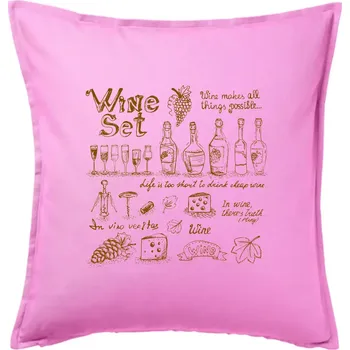 Polštář Víno vše pohromadě - Polštář 50x50 - 50x50 - Pouze potah ( Růžová )