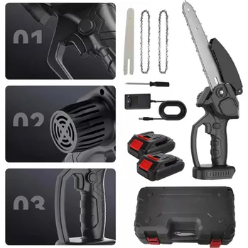 Motorová pila ŘETĚZOVÁ PILA BEZUHLÍKOVÁ AKUMULÁTOROVÁ 8” 2x AKU 21V PILKA NA VĚTVE