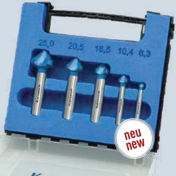 Vrták Karnasch 201658 | Sada kuželových záhlubníků nepravidelně dělených povlakováno 6,3-10,4-16,5-20,5-25,0 mm, povlakované