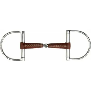 Udidlo pro koně Udidlo D s koženým udítkem METALAB PINCHELESS 17mm 12,5