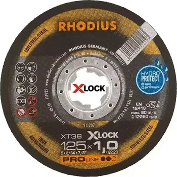 Řezný kotouč Rhodius 211207 | Řezný kotouč 125 x 1,0 x 22,23 mm, XT38 X-LOCK