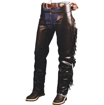 Jezdecké kalhoty Westernové chapsy LAKOTA PULL-UP s třásněmi Hnědá L