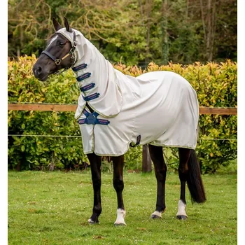 Deka pro koně Síťová deka Horseware Amigo Ripstop Hoody s krčním dílem šedá/navy 155cm (6´9)