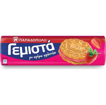 Papadopoulou sušenky GEMISTA plněné jahodovým krémem 200g