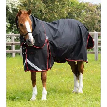 Deka pro koně Nepromokavá deka Premier Equine Buster 250g s krčním dílem Černá 6" (135cm)