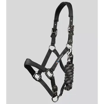 Vybavení pro koně Ohlávka s vodítkem Premier Equine Corda Černá PONY