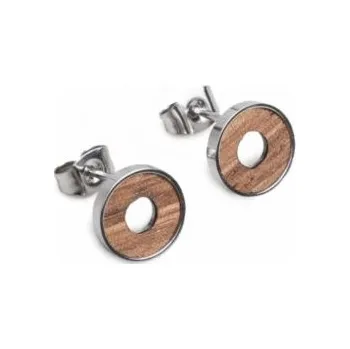 Náušnice Náušnice s dřevěným detailem z chirurgické oceli s možností výměny či vrácení do 30 dnů - JWE29