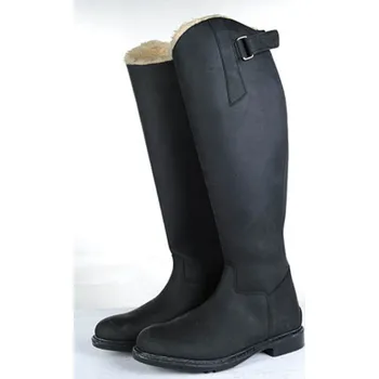 Jezdecká obuv Dětské vysoké kožené jezdecké boty HKM Flex Country 36