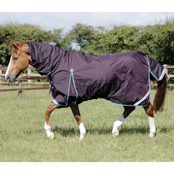 Deka pro koně Nepromokavá výběhová deka pro koně Premier Equine Buster Storm s krčním dílem 100g Fialová 6,3" (145cm)