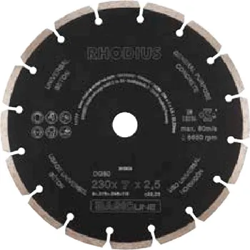 Řezný kotouč Rhodius 353303 | Diamantový řezný kotouč DG80 univerzální, beton 115 x 7,0 x 2,0 x 22,23 mm