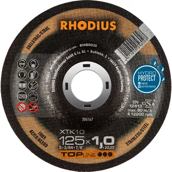 Řezný kotouč Rhodius 206167 | Řezný kotouč 125 x 1,0 x 22,23 mm, XTK10, vypouklý