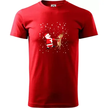 Pánské tričko Tancující Santa a sob - Klasické pánské triko vyšší gramáže - XS ( Červená )