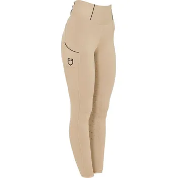 Jezdecké kalhoty Jezdecké legíny EQUESTRO Slim Fit fullgrip Béžová L