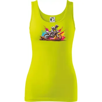 Dámské tričko Cross motorka splash - Dámské tílko - M ( Limetková )