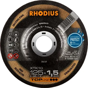 Řezný kotouč Rhodius 206169 | Řezný kotouč 125 x 1,5 x 22,23 mm, XTK10, vypouklý