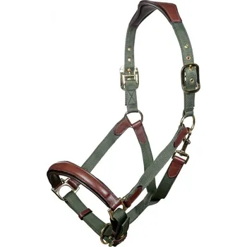 Jezdectví Stájová ohlávka HKM Luna zelená/hnědá COB