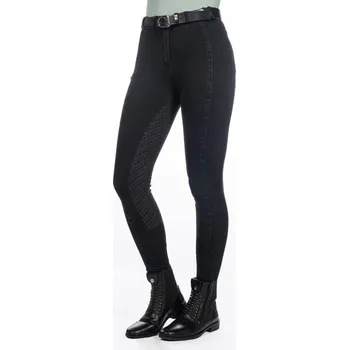 Jezdecké oblečení Dámské rajtky HKM Harbour Island Denim fullgrip Černá 42