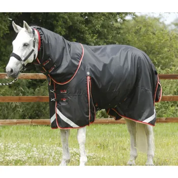 Deka pro koně Nepromokavá výběhová deka pro koně Premier Equine Buster s krčním dílem 100g Černá 5,9" (125cm)