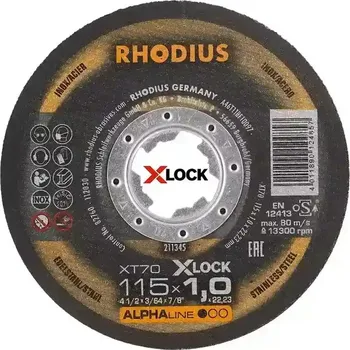 Řezný kotouč Rhodius 211345 | Řezný kotouč 115 x 1,0 x 22,23 mm, XT70 X-LOCK