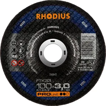 Řezný kotouč Rhodius 200843 | Řezný kotouč 100x3,0x16,0 mm, FTK33, vypouklý