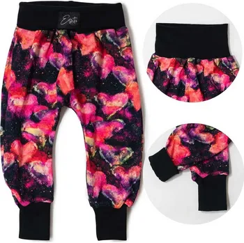 Esito (ušito v ČR) Rostoucí tepláčky s vysokým pasem Esito DUHOVÁ SRDCE