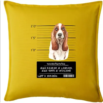 Polštář Baset - lump a darebák - Polštář 50x50 - 50x50 - Pouze potah ( Žlutá )