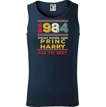 1984 stejný ročník jako princ Harry - Tílko pánské Core - L ( Námořní modrá (velmi tmavá - téměř černá) )