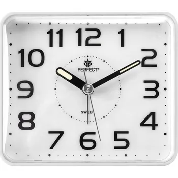 Budík Budík s hodinami Perfect, bílý, 10,5 cm