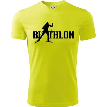 Chlapecké tričko Biathlon nápis - Dětské triko sportovní (dresovina) - 122 cm/6 let ( Neonově žlutá )