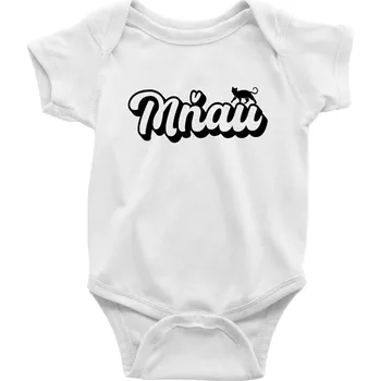 Kojenecké oblečení Mňau nápis - Body kojenecké s krátkým rukávem - Krátký r. 12-18 měs ( Bílá )