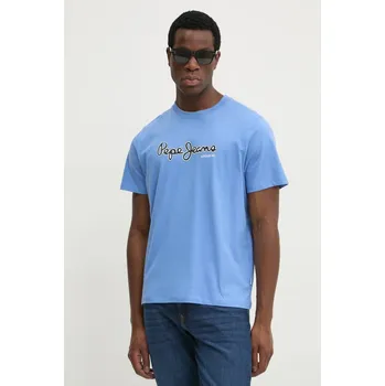 Pánské tričko Bavlněné tričko Pepe Jeans DORIAN TEE fialová barva, s potiskem, PM509721 54X, vel. S