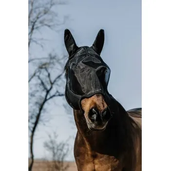 Koňská maska proti hmyzu Maska proti hmyzu EQUITHÈME Anatomic 50% UV Černá M