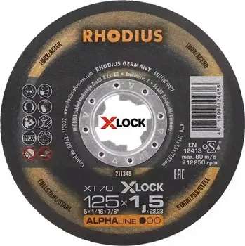 Řezný kotouč Rhodius 211348 | Řezný kotouč 125 x 1,5 x 22,23 mm, XT70 X-LOCK
